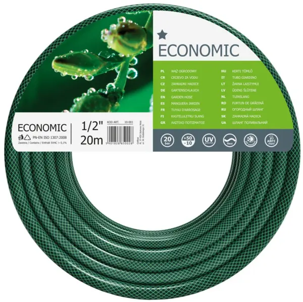 furtun pentru gradina cellfast economic, 3 straturi cu armatura, 1 2 20m, protectie uv