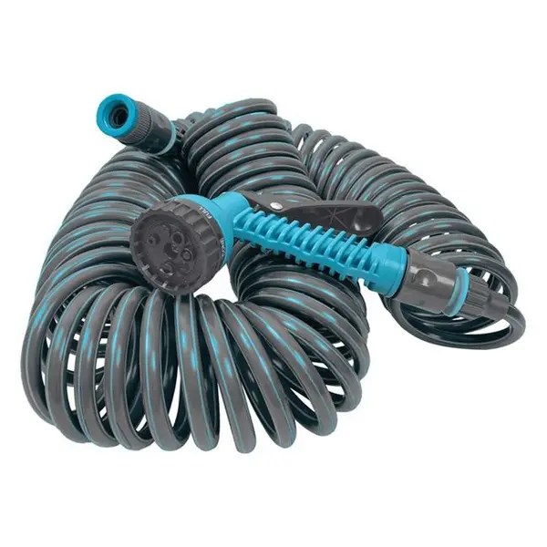 Furtun spiralat pentru udare si pistol, Verde,20 m