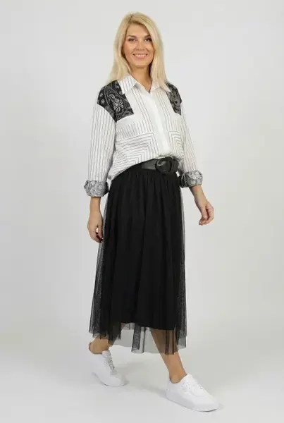 Fusta clos din tulle, neagra