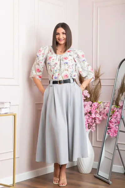 Fusta clos lunga Marissa cu buzunare functionale - Gri deschis