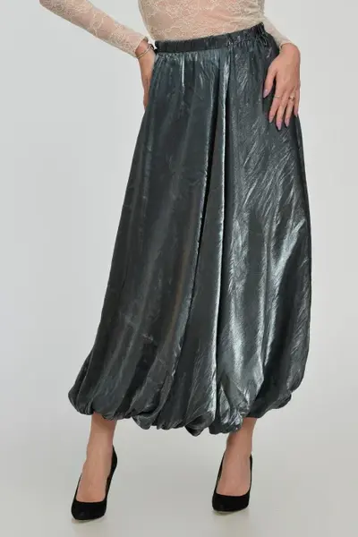 Fusta eleganta, lunga, gogosar, gri metalizat