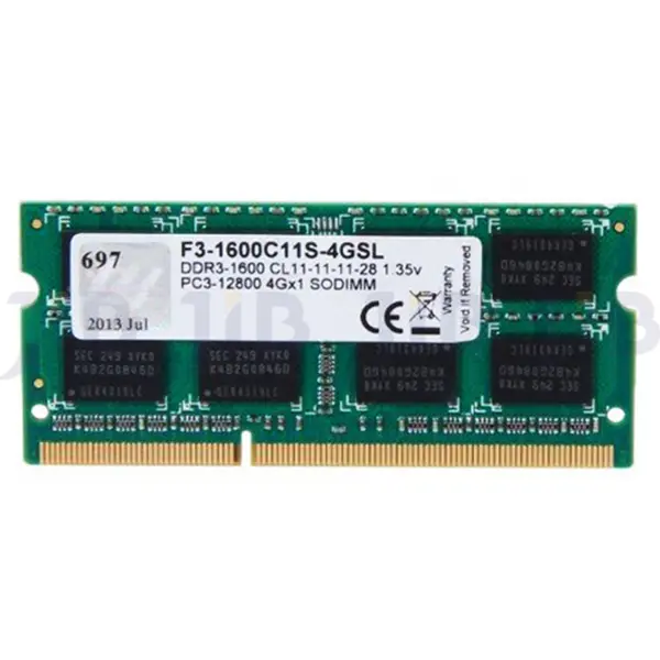G.SKILL G.SKILL F3-1600C11S-4GSL G.Skill DDR3L 4GB 1600MHz CL11 SO-DIMM 1.35V
