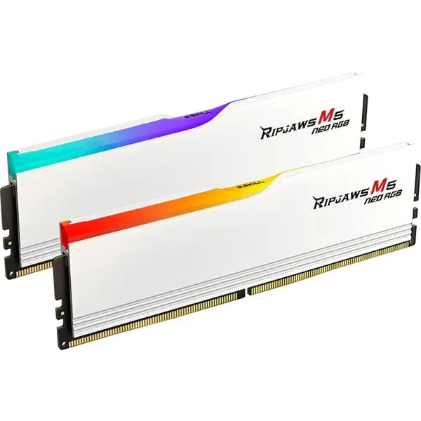 G.SKILL Kit dual memorie RAM G.Skill Ripjaws M5 Neo RGB, Capacitate DDR5 32GB (2x 16 GB), Frecventa 6000 MHz, CL 36, Alb