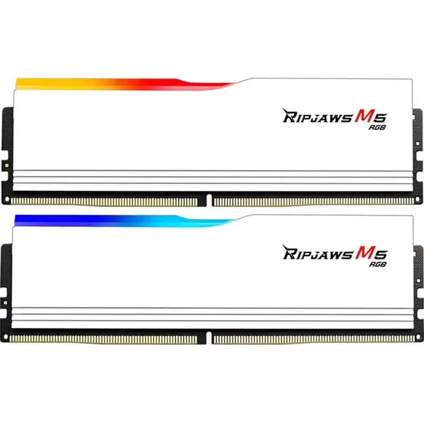 G.SKILL Kit dual memorie RAM G.Skill Ripjaws M5 RGB, Capacitate DDR5 32GB (2x16GB), Frecventa 6000 MHz, CL 28, Alb