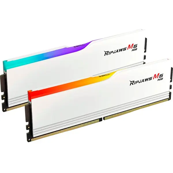 G.SKILL Kit dual memorie RAM G.Skill Ripjaws M5 RGB, Capacitate DDR5 64GB (2x 32 GB), Frecventa 6000 MHz, CL 30, Alb