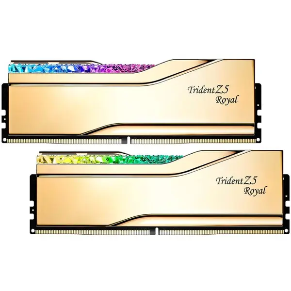 G.SKILL Kit dual Memorie RAM G.Skill Trident Z5 Royal RGB, 32GB DDR5, 7200 MHz, CL 34, Auriu