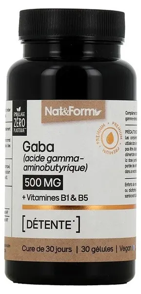 GABA + Vitamina B1 și acid pantotenic, 30 capsule, Nat&Form