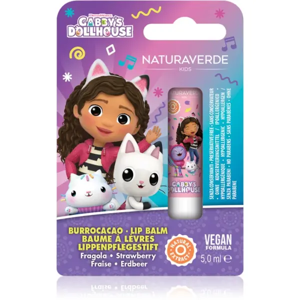 Gabby's Dollhouse Naturaverde Kids balsam de buze pentru copii Strawberry 1 buc