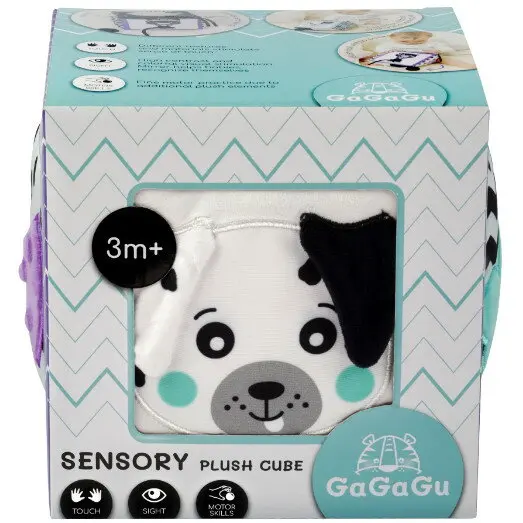 GaGaGu Cub senzorial de plus GaGaGu, cu activitati, 15 cm, Multicolor