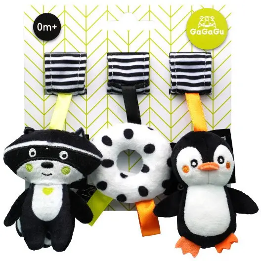 GaGaGu Set 3 jucarii GaGaGu - Raton, pinguin si gogoasa, Multicolor