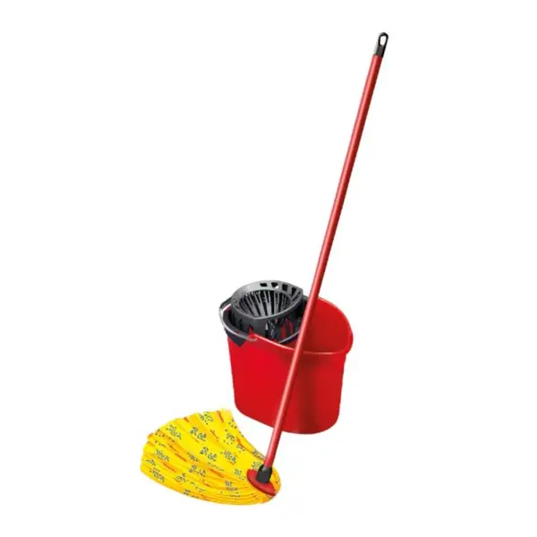 Galeata cu Storcator Vileda Power Press, Mop Soft si Maner Euroclick, Rosu