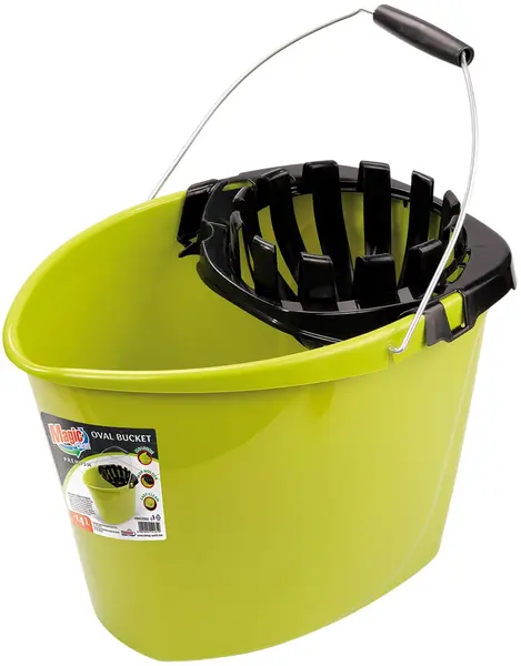 Găleată ovală cu sită pentru cârpe Magic Clean - Premium, 14 l, verde