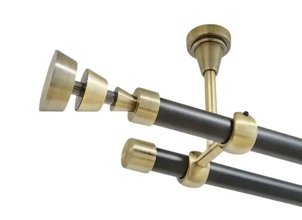 Galerie dubla afina fara inele prindere tavan 19/19 mm negru aur antic