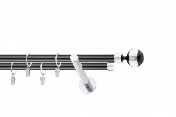 Galerie dubla BILA INOX PICIOR UNIVERSAL INOX ,prindere perete 19/19 negru