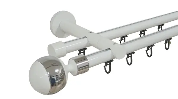 Galerie dubla bila inox teava profil alb 19mm/19mm
