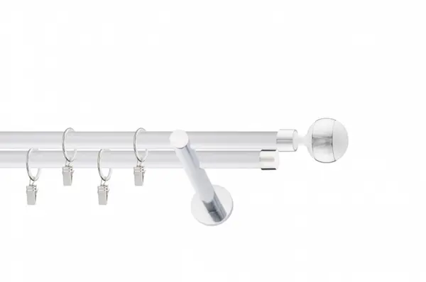 Galerie dubla BILA PICIOR UNIVERSAL INOX,prindere perete 19/19 ALB