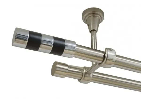 Galerie dubla cilindru negru fara inele prindere tavan 19/19 mm inox