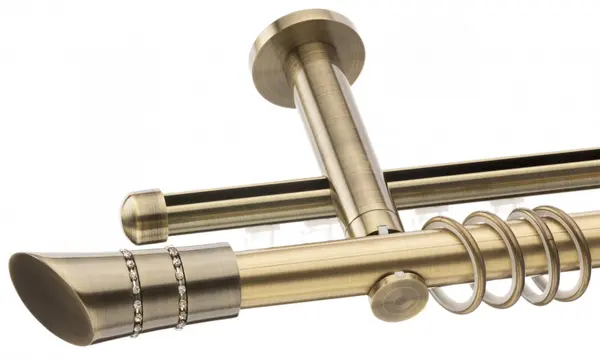 Galerie dubla Diva, teava neteda si profil,grosime 25 si 19mm, aur antic
