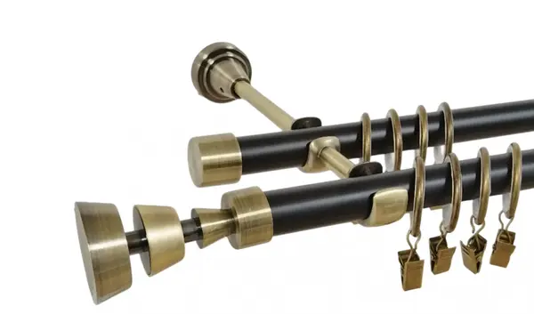 Galerie dubla duo AFINA 19/19 mm negru aur antic