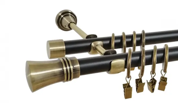 Galerie dubla duo CAPRI 19/19 mm negru aur antic