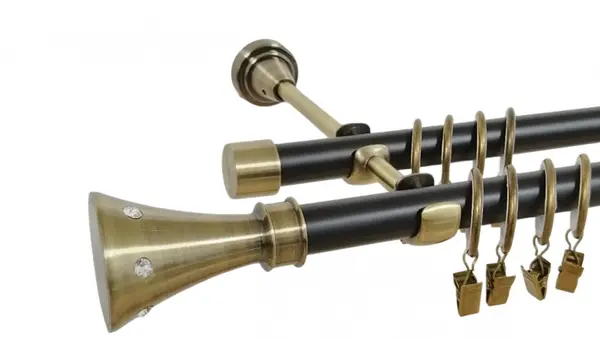 Galerie dubla duo CARTER 19/19 mm negru aur antic