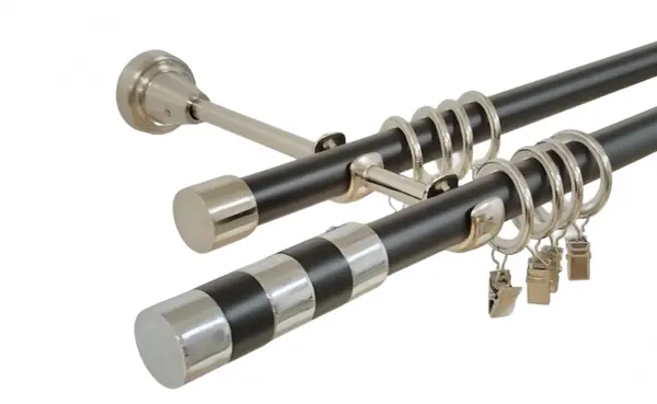 Galerie dubla duo cilindru negru 19 mm negru inox