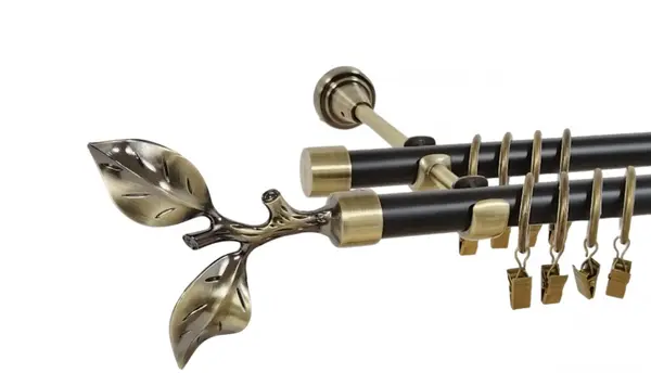 Galerie dubla duo GALAZ 19/19 mm negru aur antic