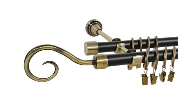 Galerie dubla duo HAK 19/19 mm negru aur antic
