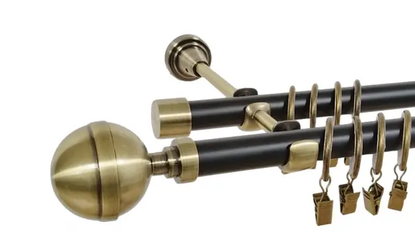 Galerie dubla duo KALISTO 19/19 mm negru aur antic
