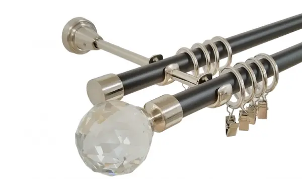 Galerie dubla duo - KULA CRISTAL 19/19 - negru lucios + INOX