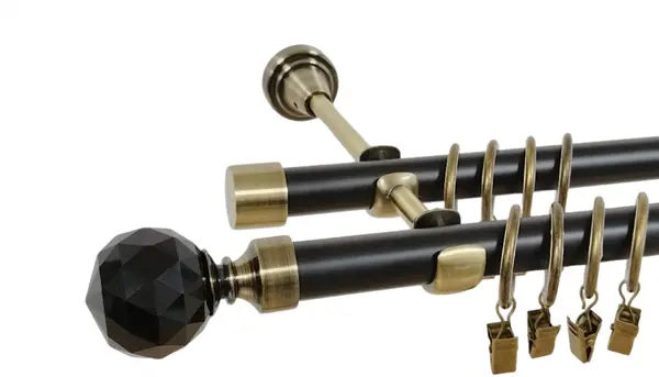 Galerie dubla duo KULA CRYSTAL NEGRU 19/19 mm negru aur antic