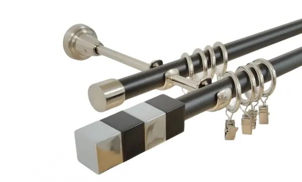Galerie dubla duo magnum 19 mm negru inox