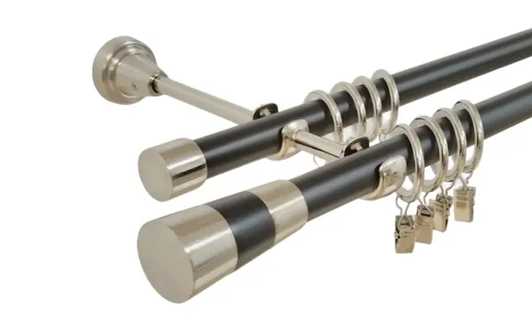 Galerie dubla duo valeo negru 19 mm negru inox