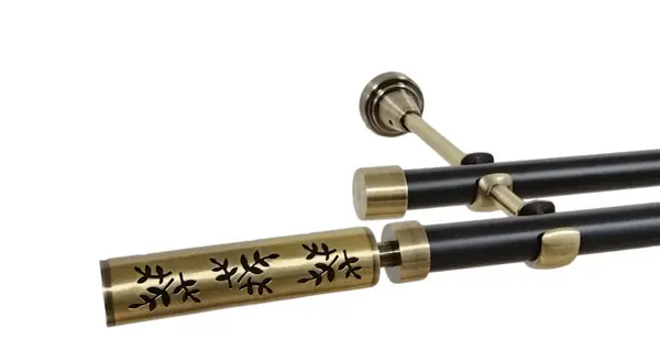 Galerie dubla fara inele duo FLORA 19/19 mm negru aur antic