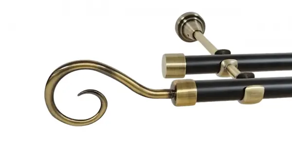 Galerie dubla fara inele duo HAK 19/19 mm negru aur antic