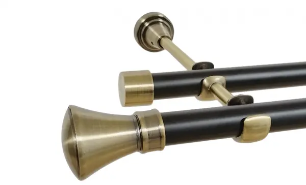 Galerie dubla fara inele duo PRINCE 19/19 mm negru aur antic