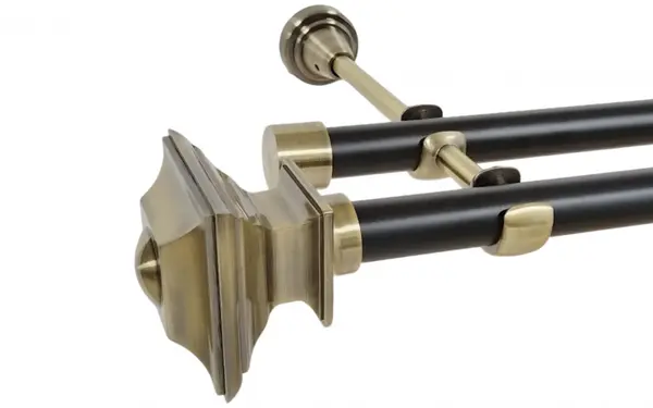 Galerie dubla fara inele duo VERDI 19/19 mm negru aur antic