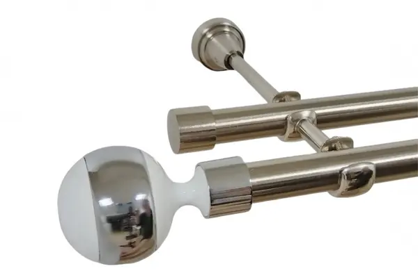 Galerie dubla fara inele kula alb 19 mm inox