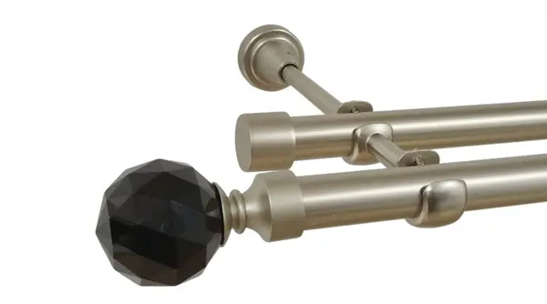Galerie dubla fara inele KULA CRYSTAL NEGRU 19 mm CROM MAT