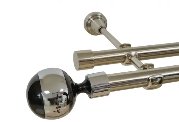 Galerie dubla fara inele kula negru 19 mm inox