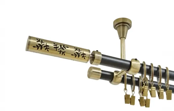 Galerie dubla flora prindere tavan 19 mm negru aur antic
