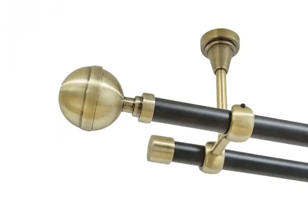Galerie dubla kalisto fara inele prindere tavan 19/19 mm negru aur antic