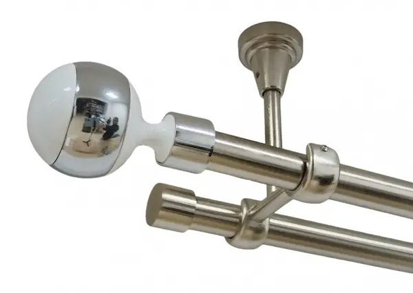 Galerie dubla kula alb fara inele prindere tavan 19/19 mm inox