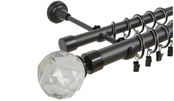 Galerie dubla kula cristal negru 25/19mm