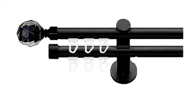 Galerie dubla Kula Crystal teava profil negru 19mm