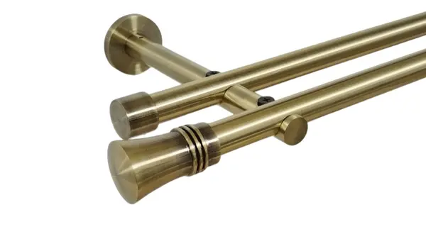 Galerie dubla picior universal fara inele prindere perete capri 19/19 mm aur antic