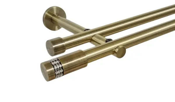 Galerie dubla picior universal fara inele prindere perete xantos 19/19 mm aur antic