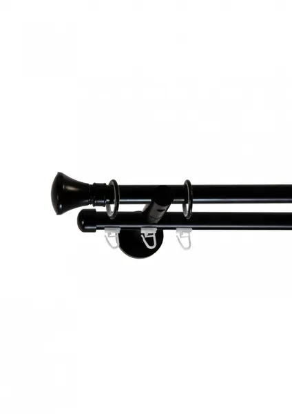 Galerie dubla picior universal prince teava neteda / profil negru 19mm