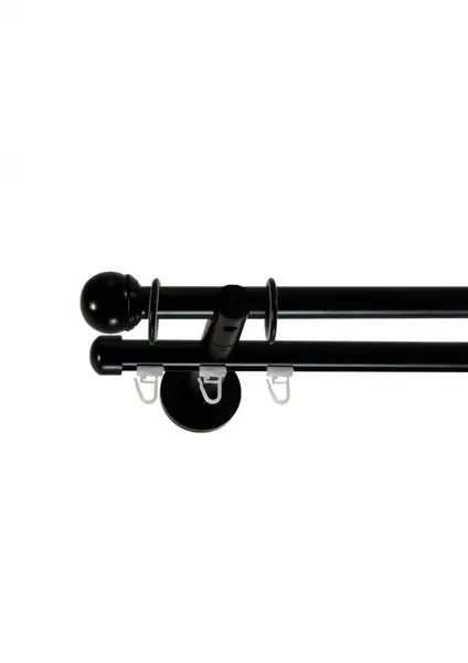 Galerie dubla picior universal todi max teava neteda / profil negru 19mm