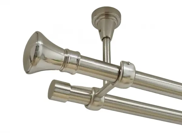 Galerie dubla prince fara inele prindere tavan 19/19 mm inox